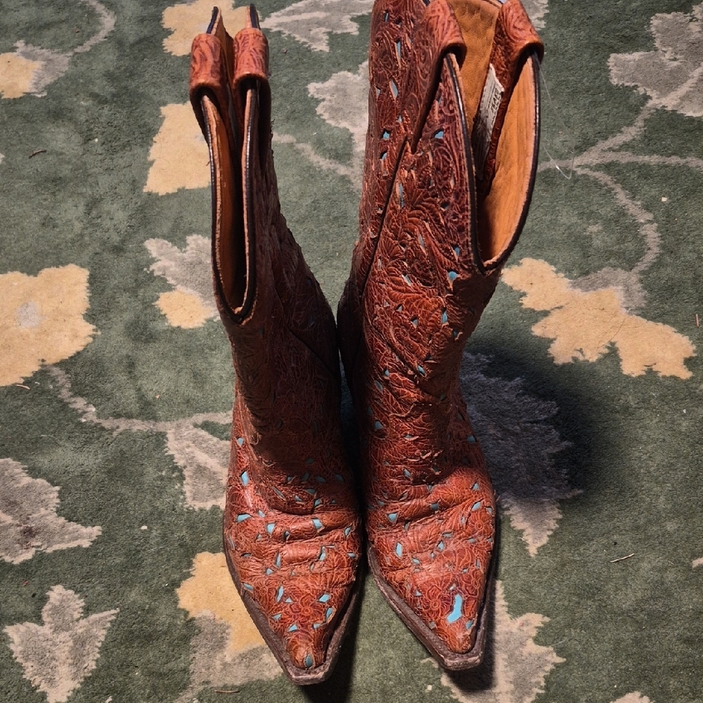 Stetson Brown Embossed Heeled Boots